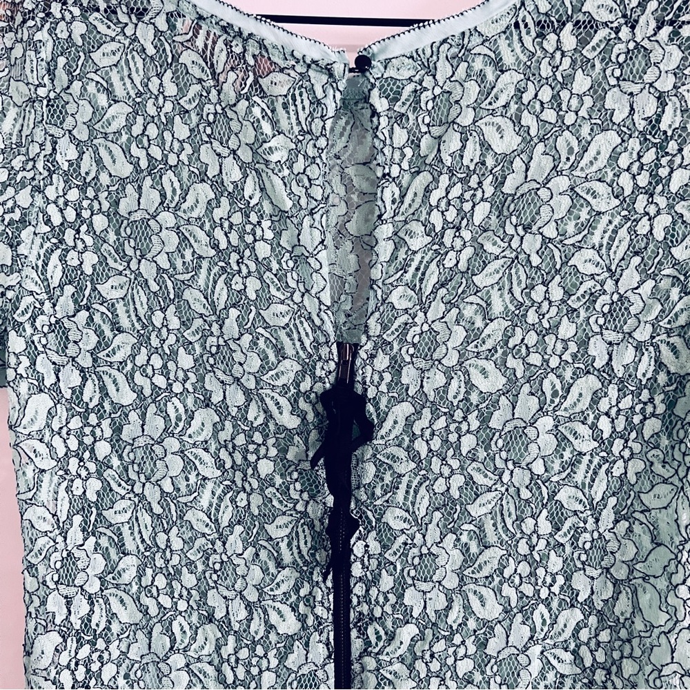 Loft Teal Lace Short Sleeve Top - Picture 12 of 12